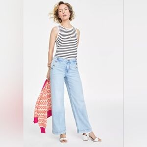 On 34th Wide Leg Sailor Jeans Size 10 Light Wash